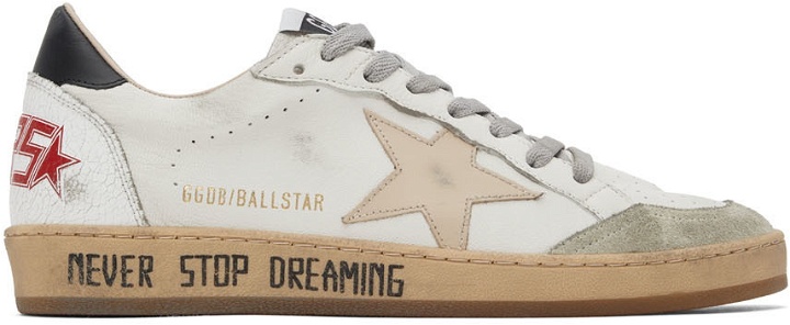 Photo: Golden Goose White & Beige Ball Star Low-Top Sneakers