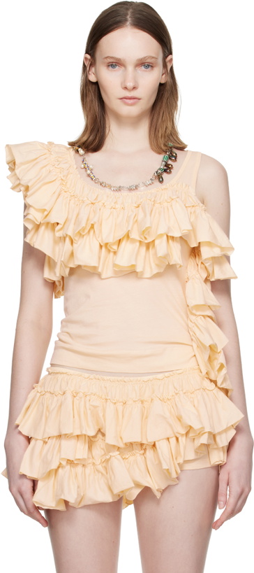 Photo: Dries Van Noten Beige Ruffled Top