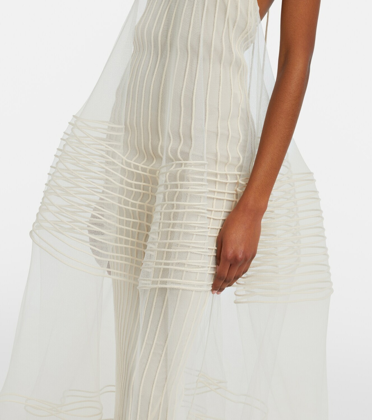 Jacquemus Epi halterneck tulle maxi dress
