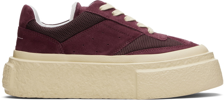 Photo: MM6 Maison Margiela Burgundy Platform Sneakers