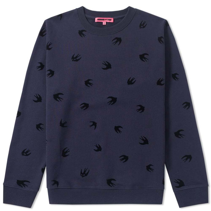 Photo: McQ by Alexander McQueen Flocked Swallow Crew Sweat Blue