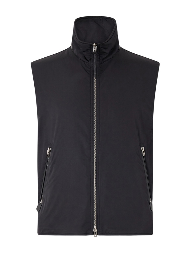 Photo: TOM FORD - Peach Touch Leather-Trimmed Poplin Gilet - Black