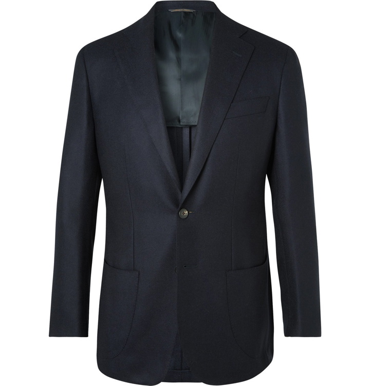 Photo: Thom Sweeney - Navy Unstructured Wool and Cashmere-Blend Blazer - Blue