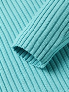 Auralee - Ribbed Wool Half-Zip Sweater - Blue