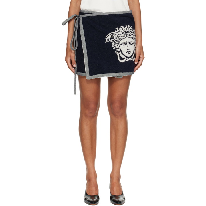 Photo: Versace Navy Terry Medusa Jacquard Miniskirt