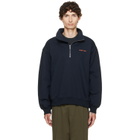 Helmut Lang Navy Logo Quarter Zip Sweatshirt
