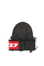 Diesel Denim effect beanie with bold patch detail - Knit caps - Unisex - Black
