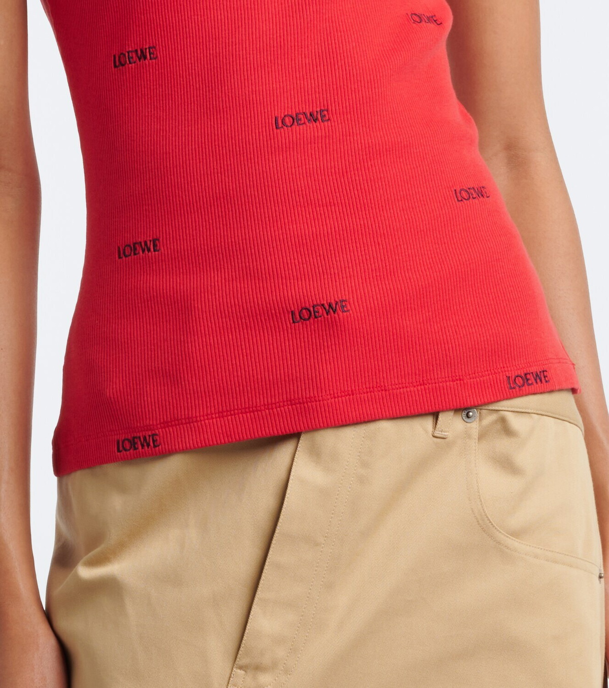 Loewe Logo ribbed-knit cotton-blend tank top