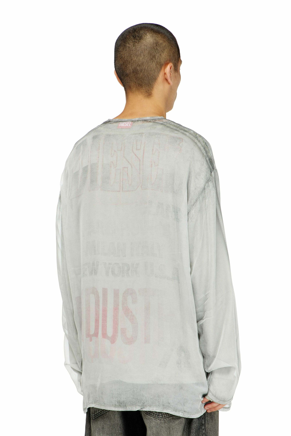 Diesel Sheer chiffon top with concert graphics - T-Shirts Mens in Grey