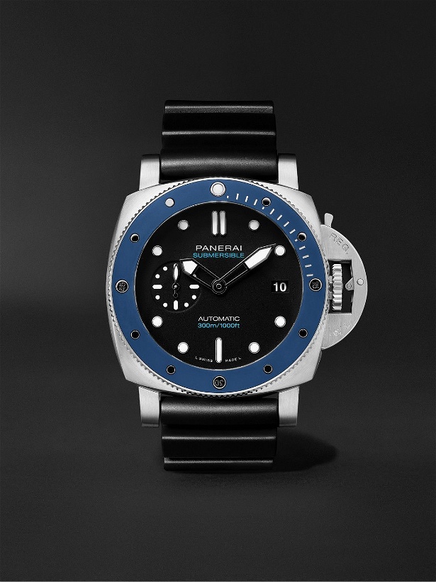 Photo: Panerai - Submersible Azzurro Limited Edition Automatic 42mm Stainless Steel and Rubber Watch, Ref. No. PAM1209