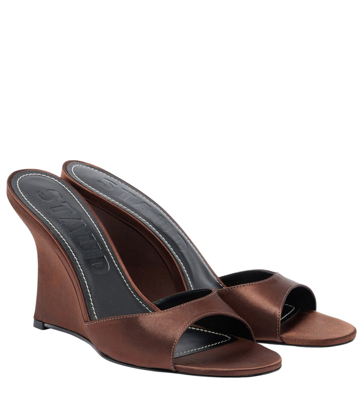 Photo: Staud Brigitte satin wedge mules