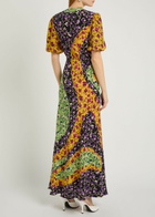 LA Double J Marlene Floral-print Silk Maxi Dress Yellow