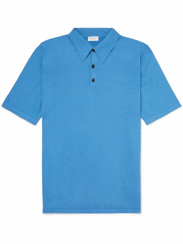 Photo: Sunspel - Slim-Fit Sea Island Cotton Polo Shirt - Blue