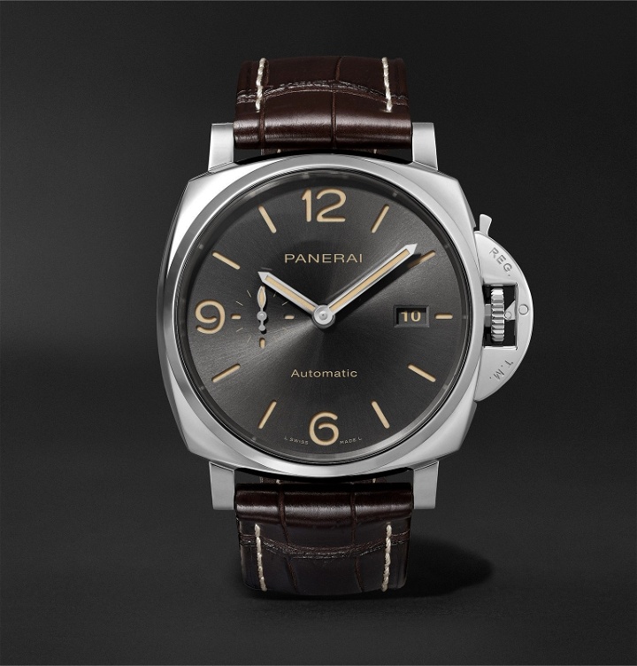 Photo: Panerai - Luminar Due Automatic 45mm Stainless Steel and Alligator Watch - Gray