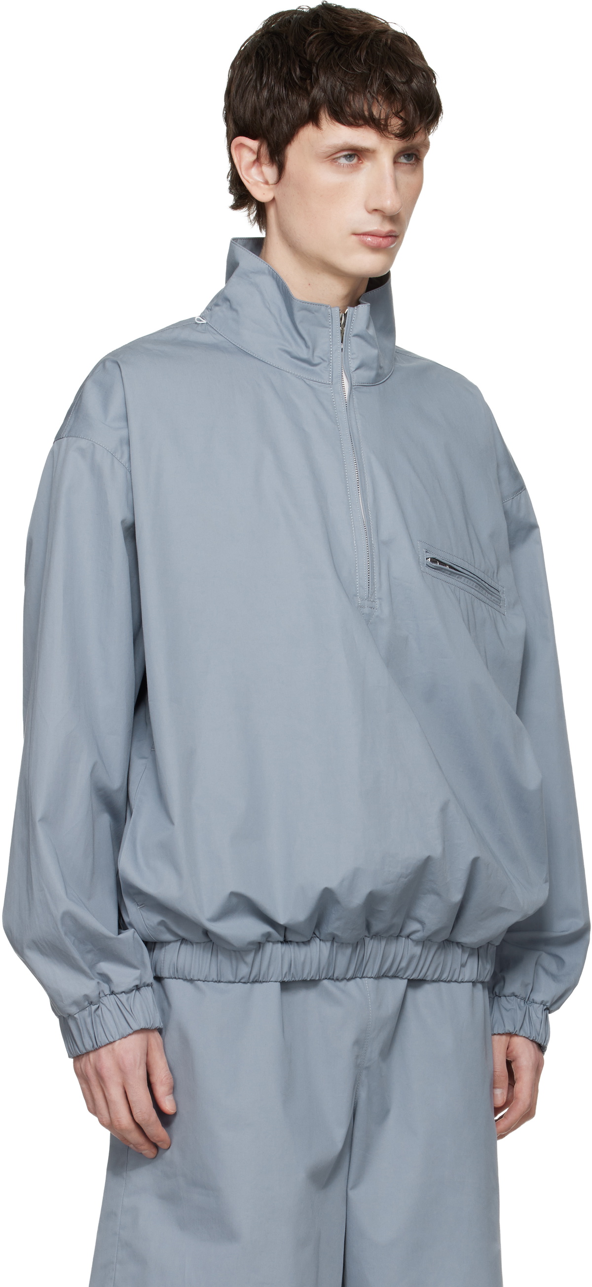 Rier Blue Cotton Windbreaker Jacket