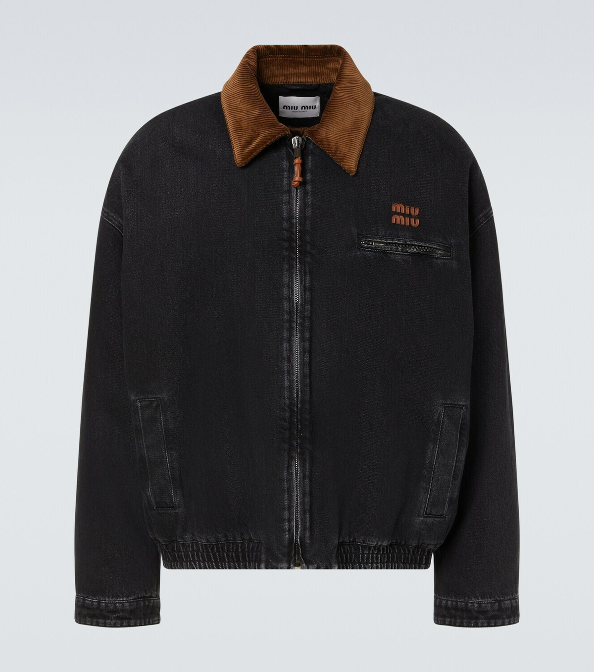 Miu Miu Corduroy-trimmed denim blouson jacket