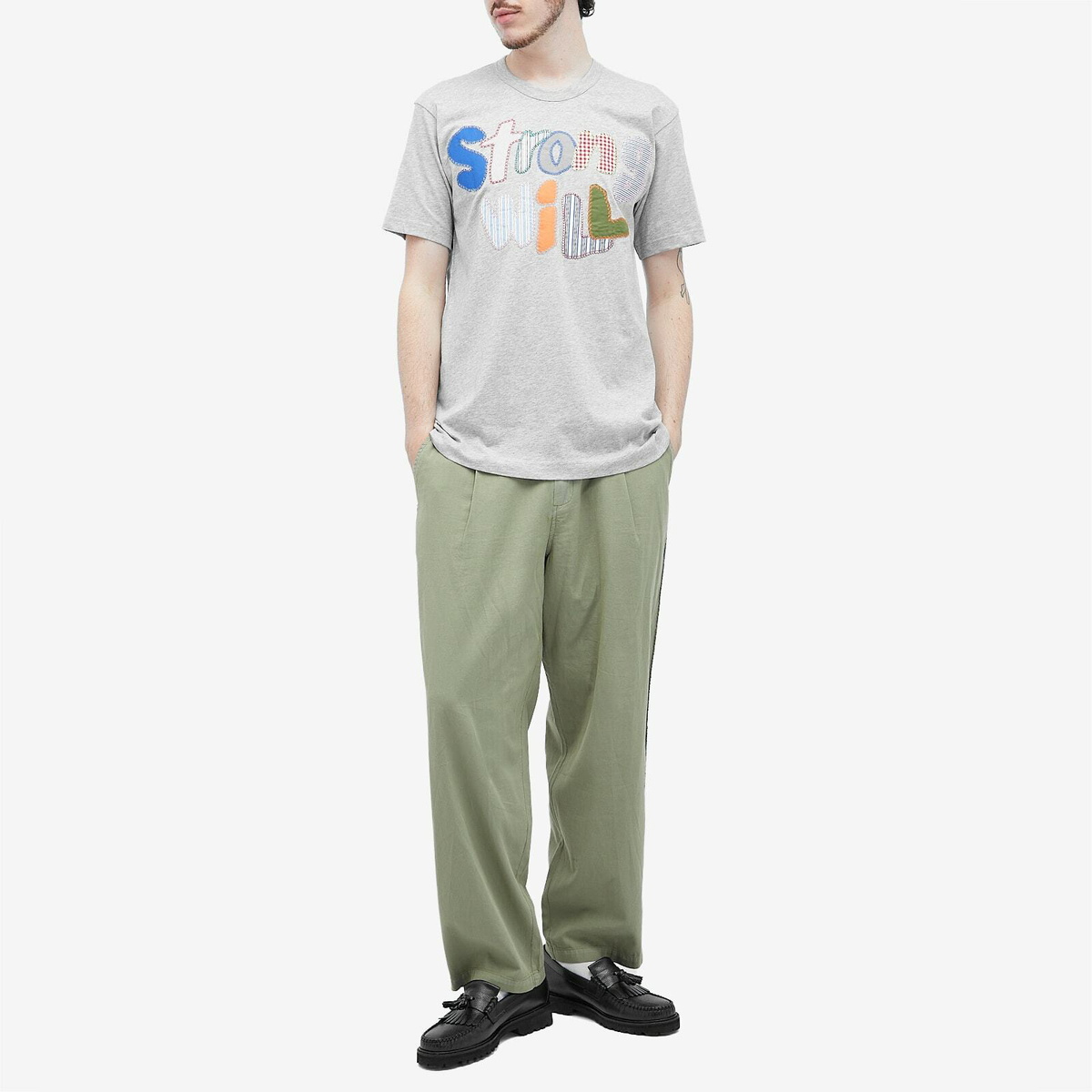 ★COMME des GARCONS SHIRT★ Strong Will Patchwork T-Shirt Comme des Garçons SHIRT Strong Will Patchwork T-Shirt White