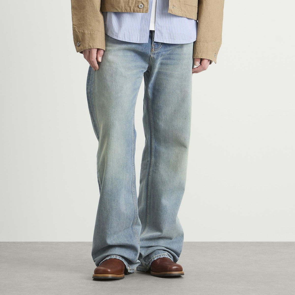 Rhude Men's Relaxed Traxedo Denim Jeans in Isla Indigo