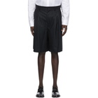 Maison Margiela Black Flannel Pinstripe Shorts