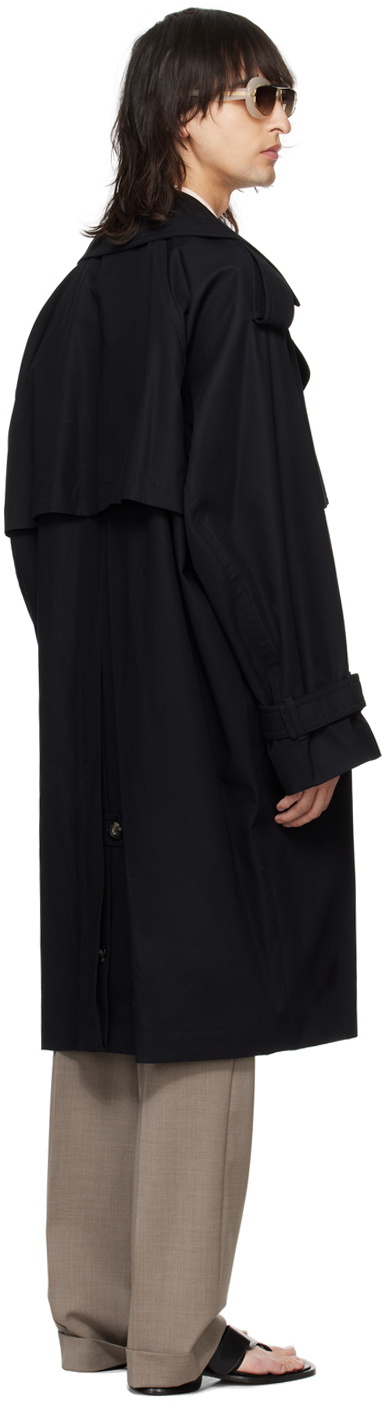 Max Mara Black Ricamo Trench Coat