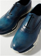 Berluti - Fast Track Perforated Venezia Leather Sneakers - Blue