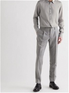 GIORGIO ARMANI - Slim-Fit Striped Cotton and Silk-Blend Shirt - Gray - 38