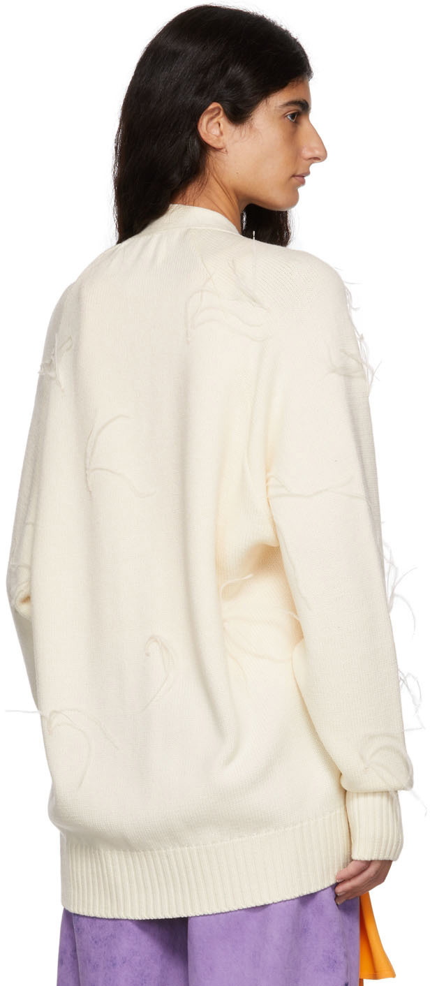 Marques Almeida Off-White Ostrich Feather Oversized Cardigan