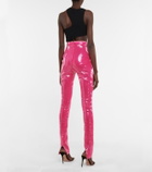 David Koma Sequined high-rise slim pants