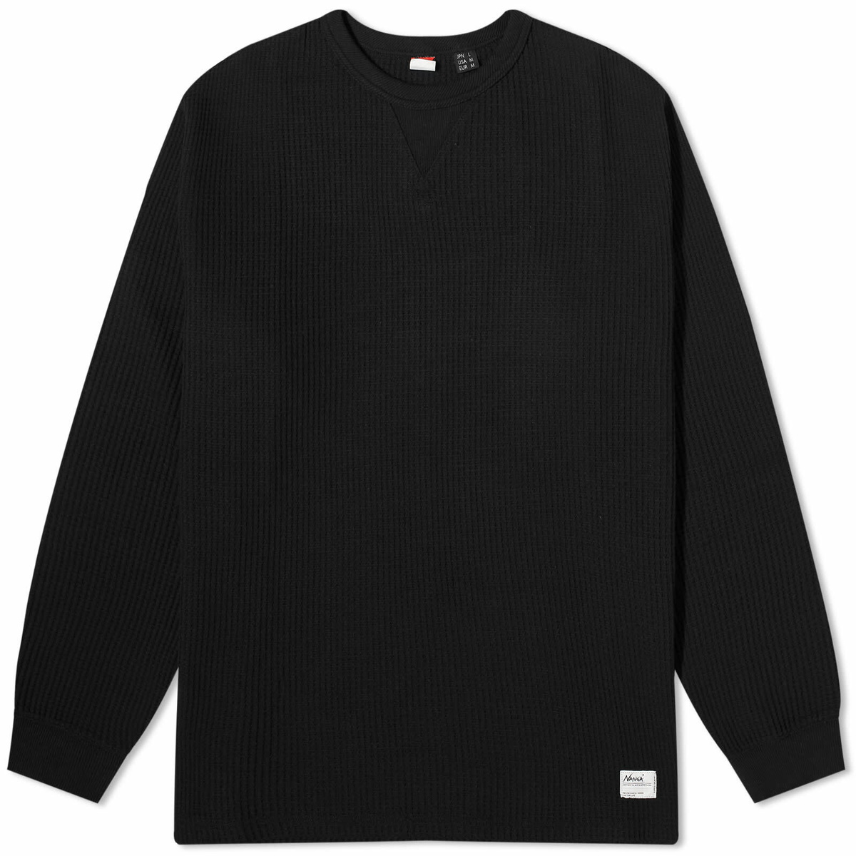 Nanga Men's Long Sleeve Eco Hybrid Waffle T-Shirt in Black Nanga