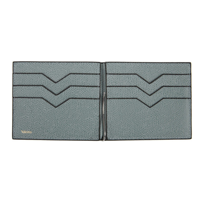 Valextra Blue Simple Grip Spring Wallet