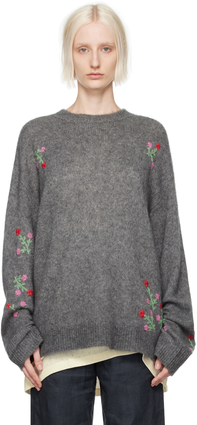 Caro Editions Grey Augusta Round Neck Sweater