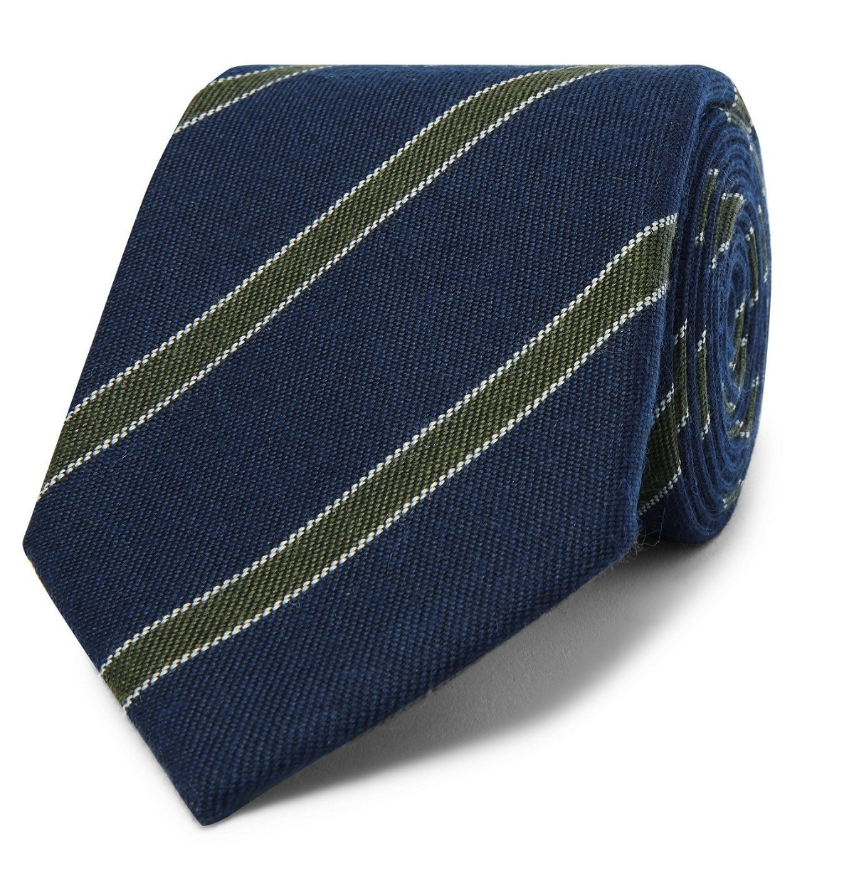 Photo: Bigi - 9cm Striped Cashmere-Jacquard Tie - Blue