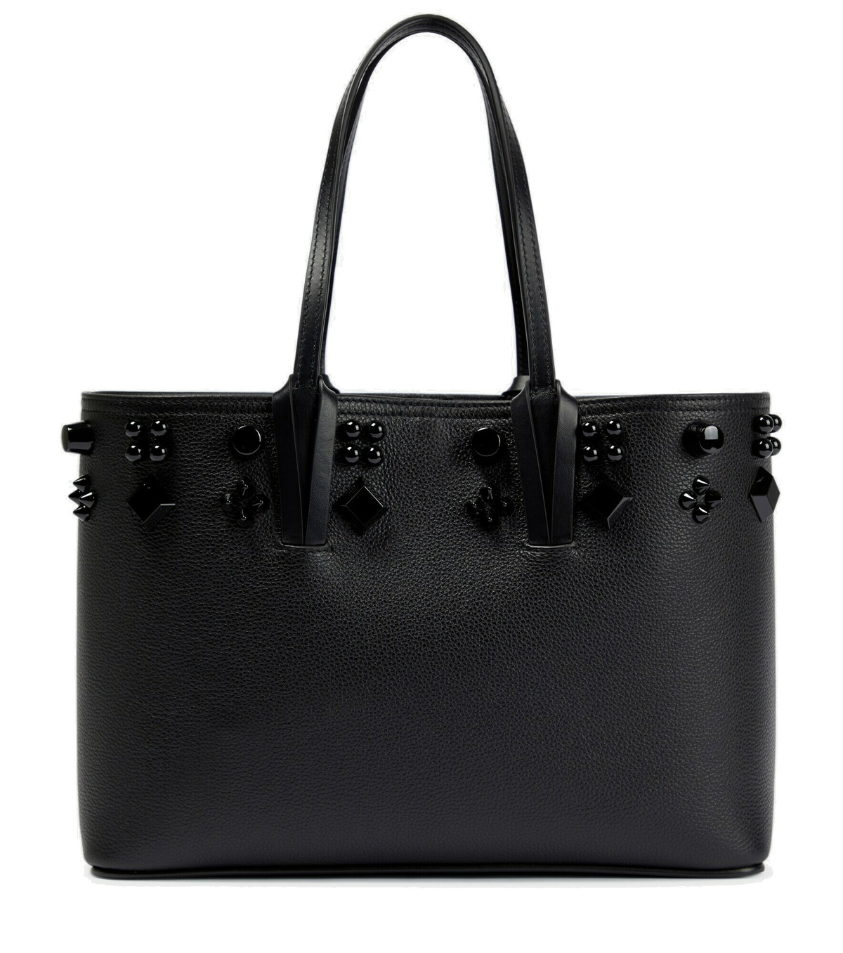 【関税送料込】ルブタン Cabata stud-embellished leather tote Cabata stud-embellished leather tote in black - Christian
