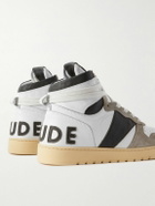 Rhude - Rhecess Colour-Block Distressed Suede-Timmed Leather High-Top Sneakers - White