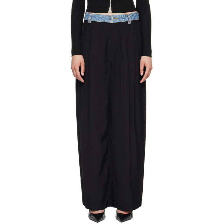 Photo: Alexander Wang Black Denim Waistband Mid-Rise Trousers