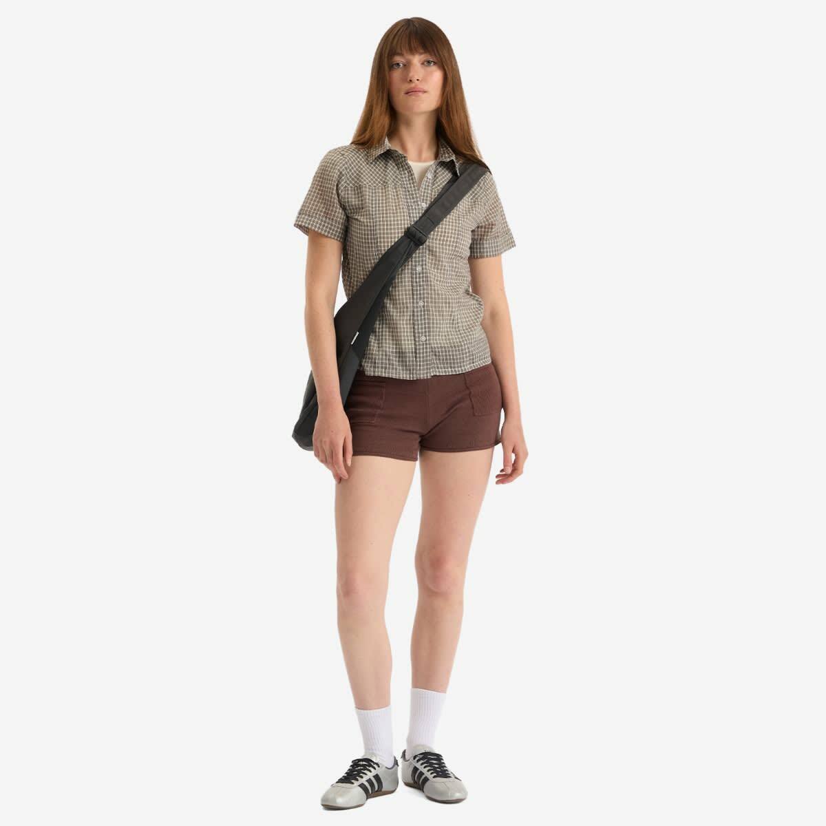Fruity Booty Women's Check Blouse in Khaki
