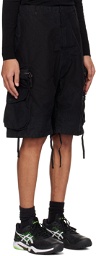 NEMEN® Black Multipocket Parachute Shorts