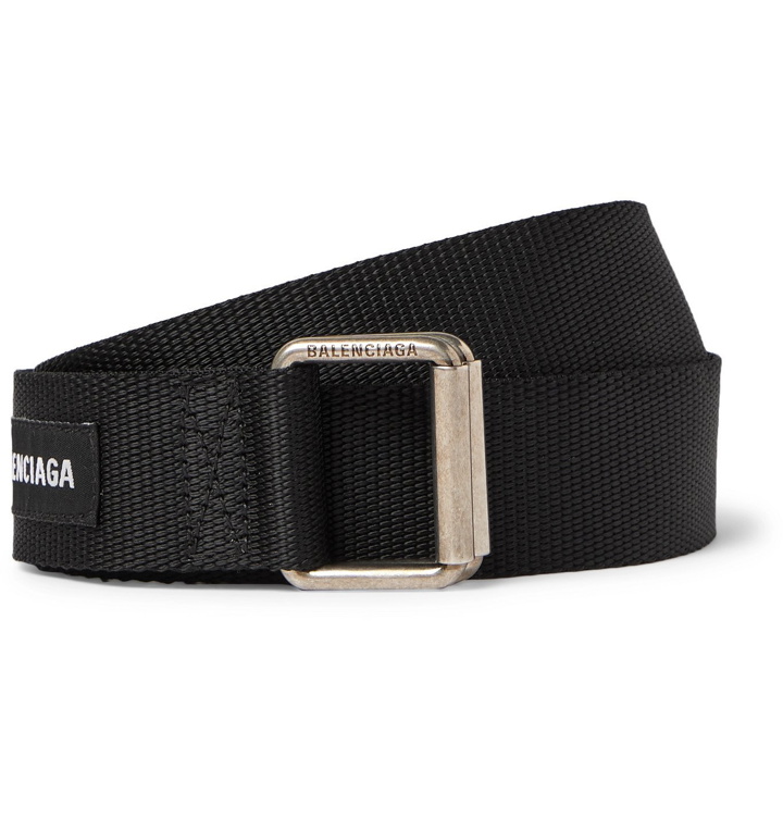 Photo: BALENCIAGA - 3cm Logo-Appliquéd Webbing Belt - Black