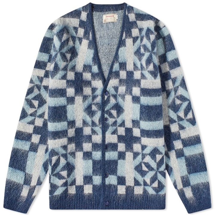 Photo: Anonymous Ism Men's Vintage Quilt Mohair Cardigan in Blue
