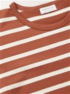 SUNSPEL - Striped Cotton-Jersey T-Shirt - Brown