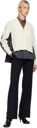 sacai Off-White & Gray Stripe Doeskin & Wool Knit Cardigan