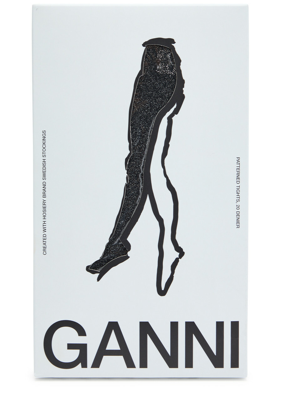 Ganni Butterfly Logo-jacquard Tights Black