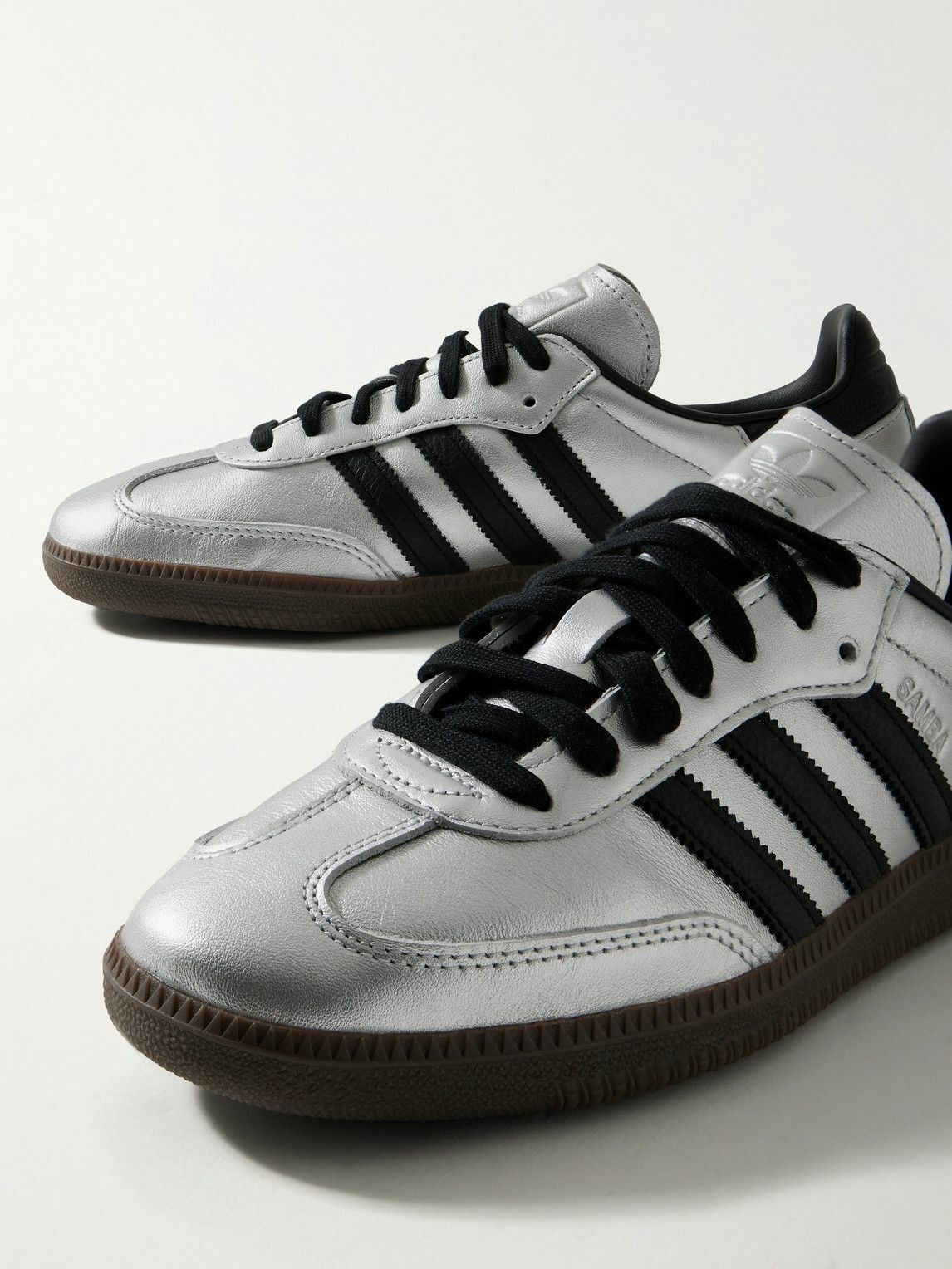 adidas Originals - Samba OG Metallic Leather Sneakers - Silver adidas  Originals
