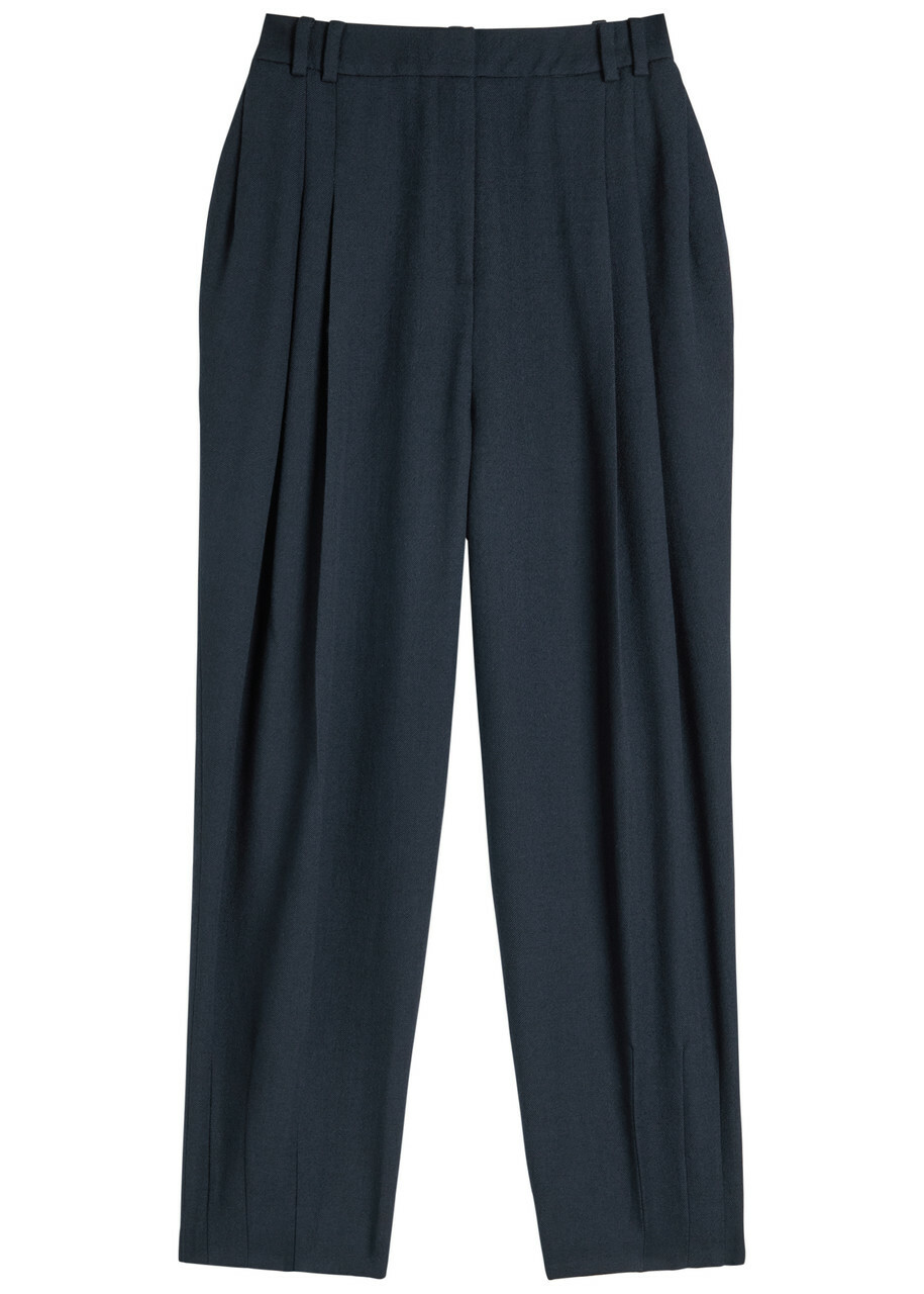 Tove Robena Pleated Wool Trousers Navy