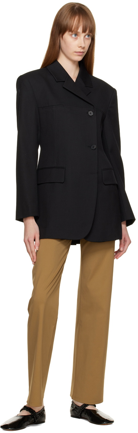 DRAE Black Asymmetric-Button Blazer