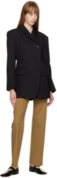 DRAE Black Asymmetric-Button Blazer