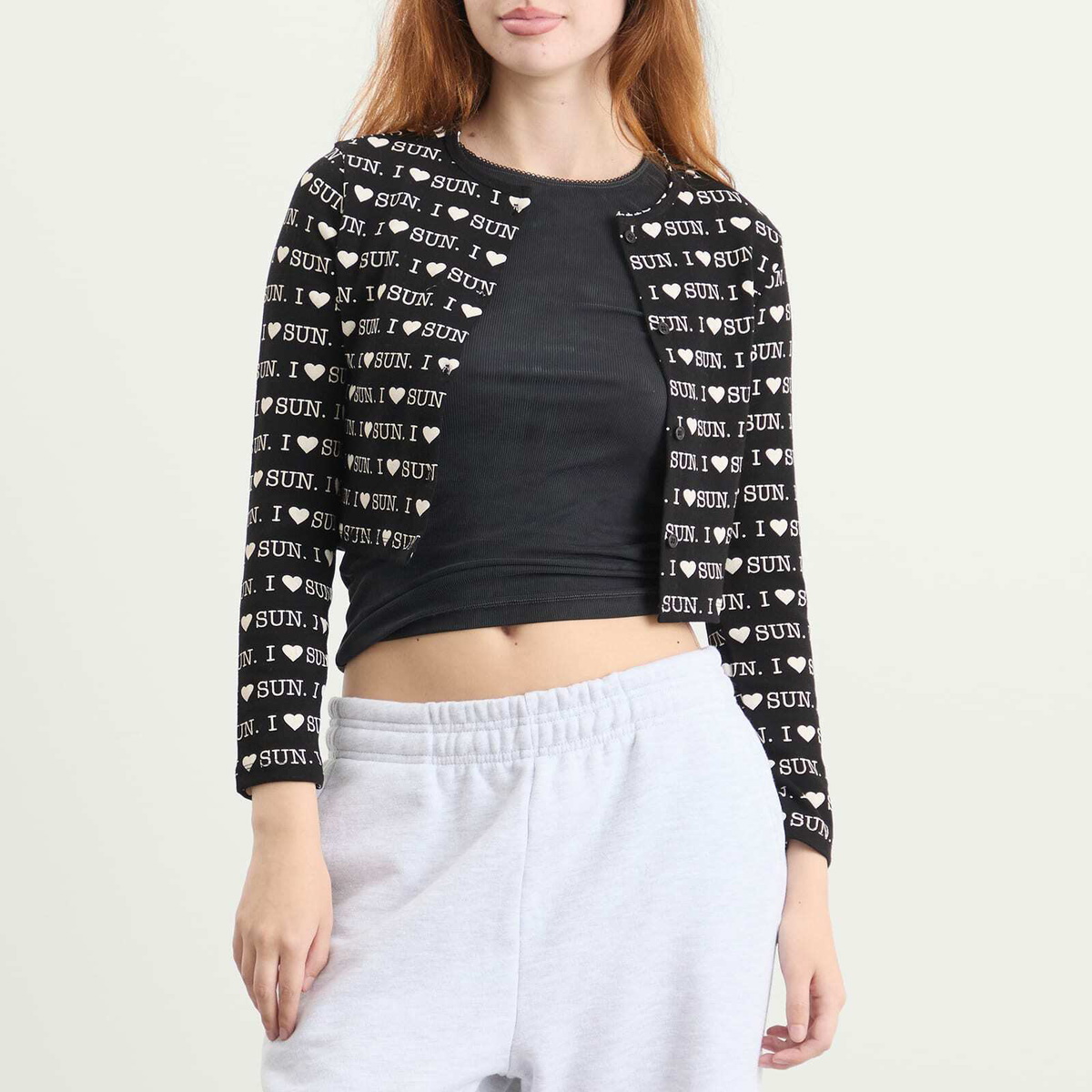 SUNDAYFRUITMARKET Women's I Love Sun Cardigan in Black
