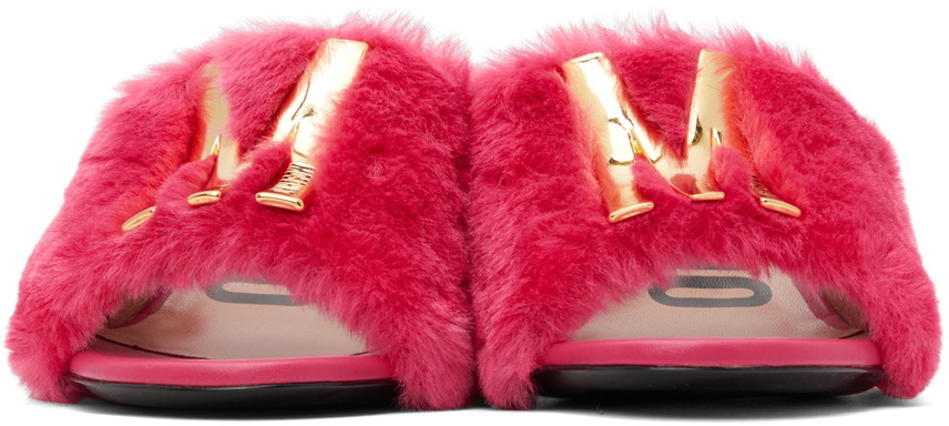 LOUIS VUITTON Vintage LV Logo Fur Ribbon Sandals #37 US 7 Pink