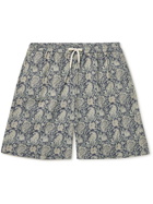 De Bonne Facture - Wide-Leg Paisley-Print Cotton-Voile Drawstring Shorts - Blue