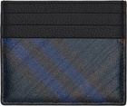 Burberry Navy Tall Check Card Holder